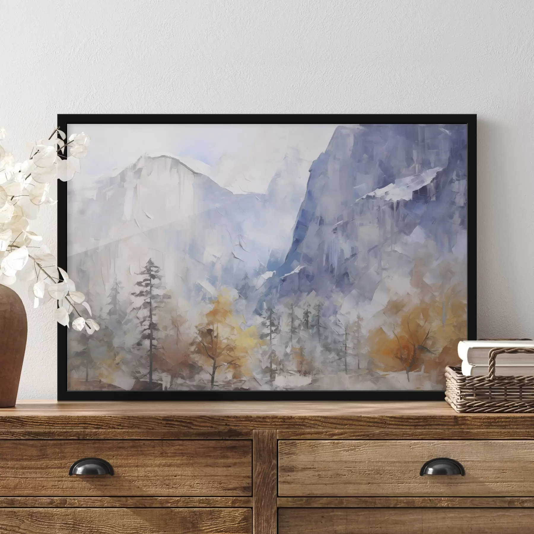 Fototapete Abstrakte Landschaft mit Wald vor Bergen f46298