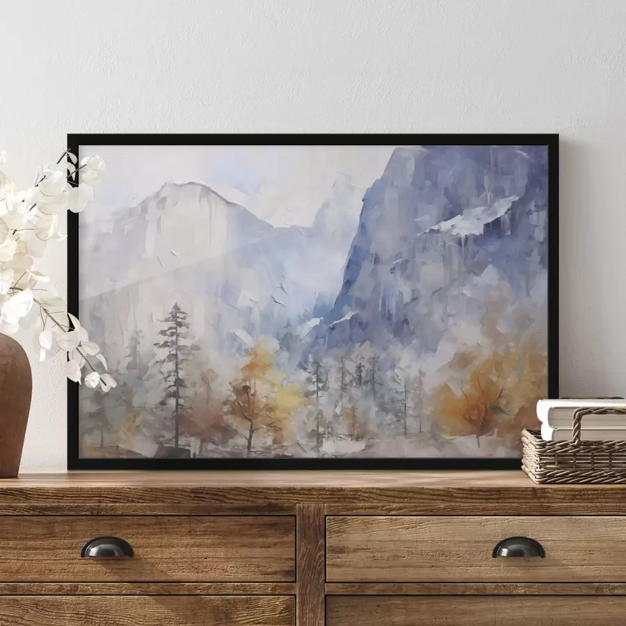 Fototapete Abstrakte Landschaft mit Wald vor Bergen f46298