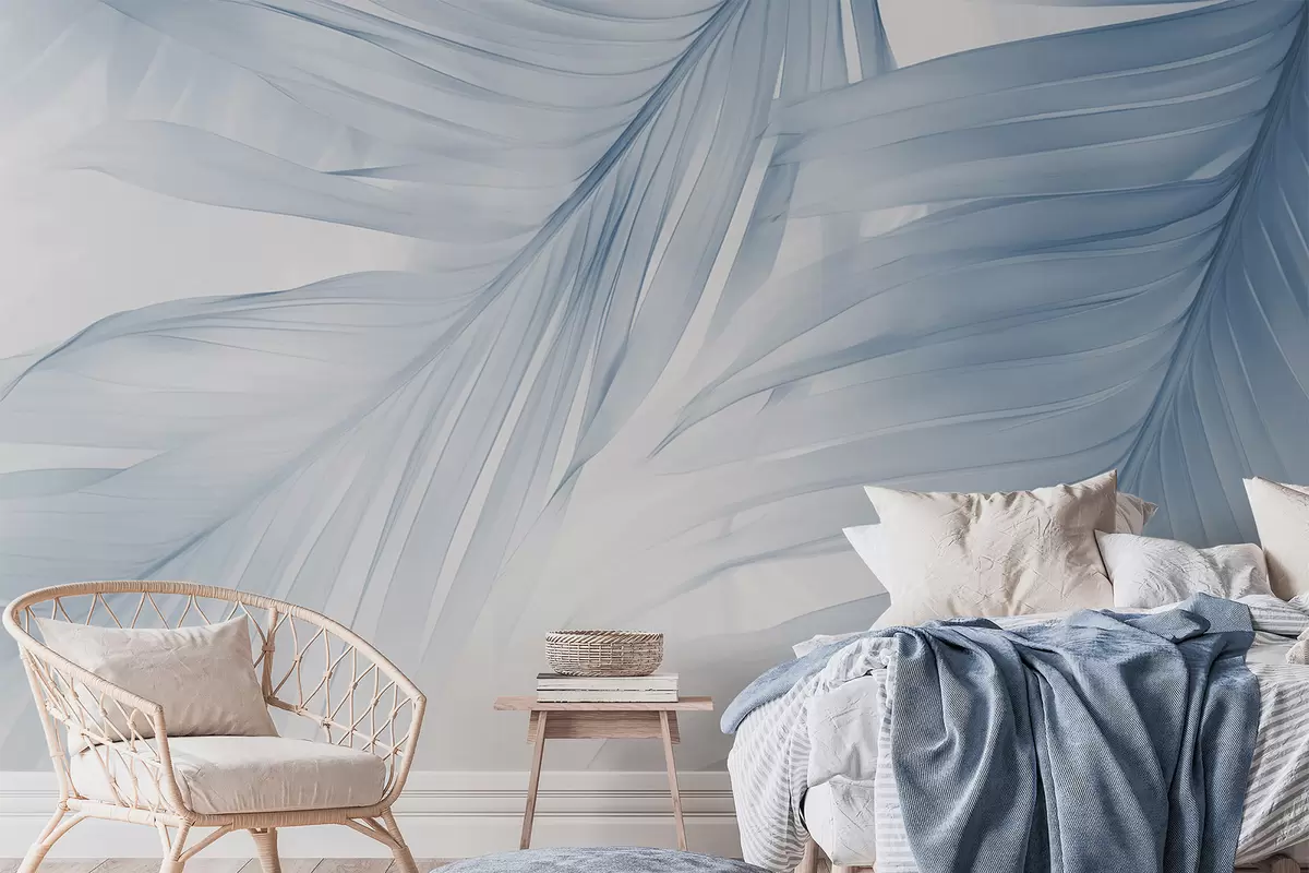 Fototapete Farnblätter in Blautönen w04727v1