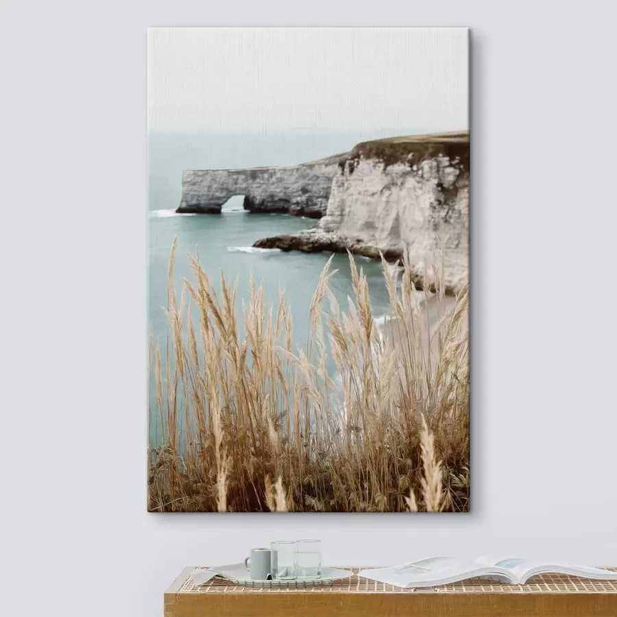 Wandbilder Küstenklippen mit Schilf im Vordergrund s46141