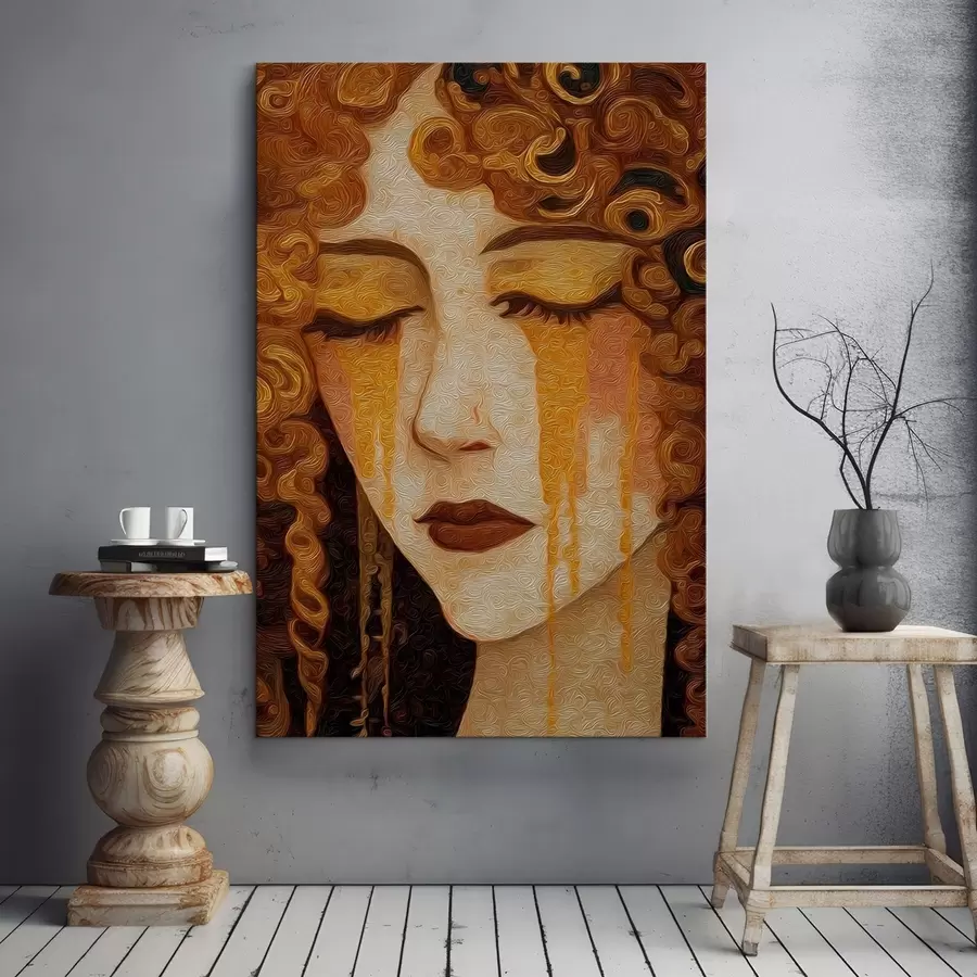 Wandbilder Porträt einer Frau mit roten Haaren und dekorativem Make-up s46149