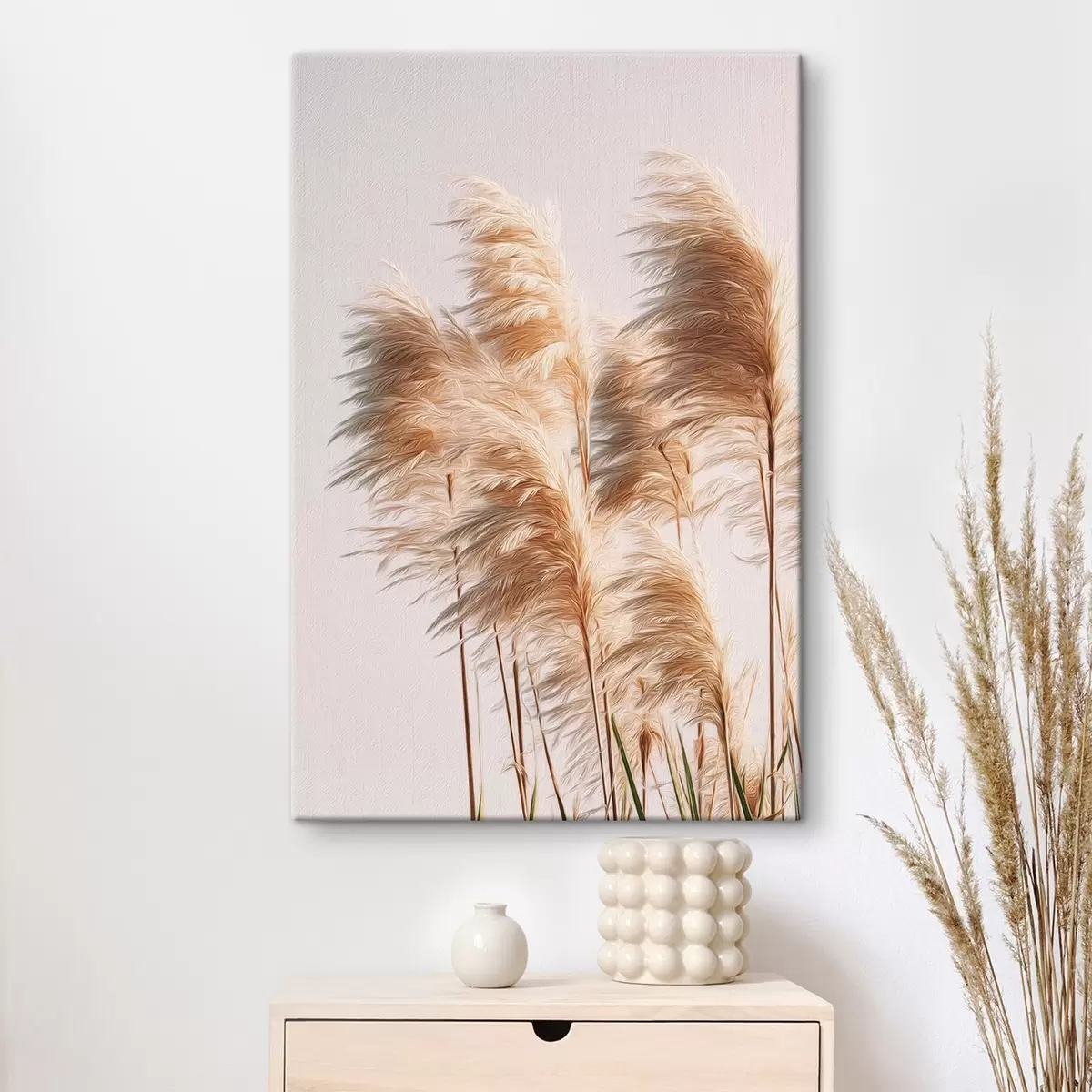 Wandbilder Flauschige Ziergräser auf hellem Hintergrund s46157