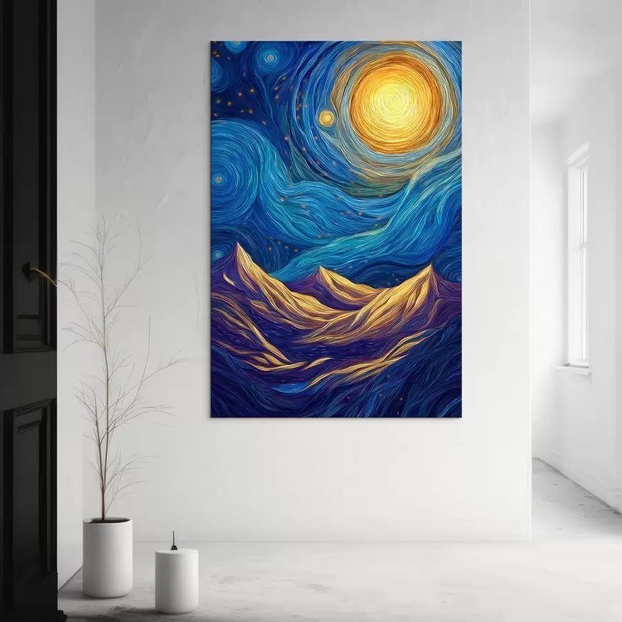 Wandbilder Strahlender Sternenhimmel über den Berggipfeln s46168