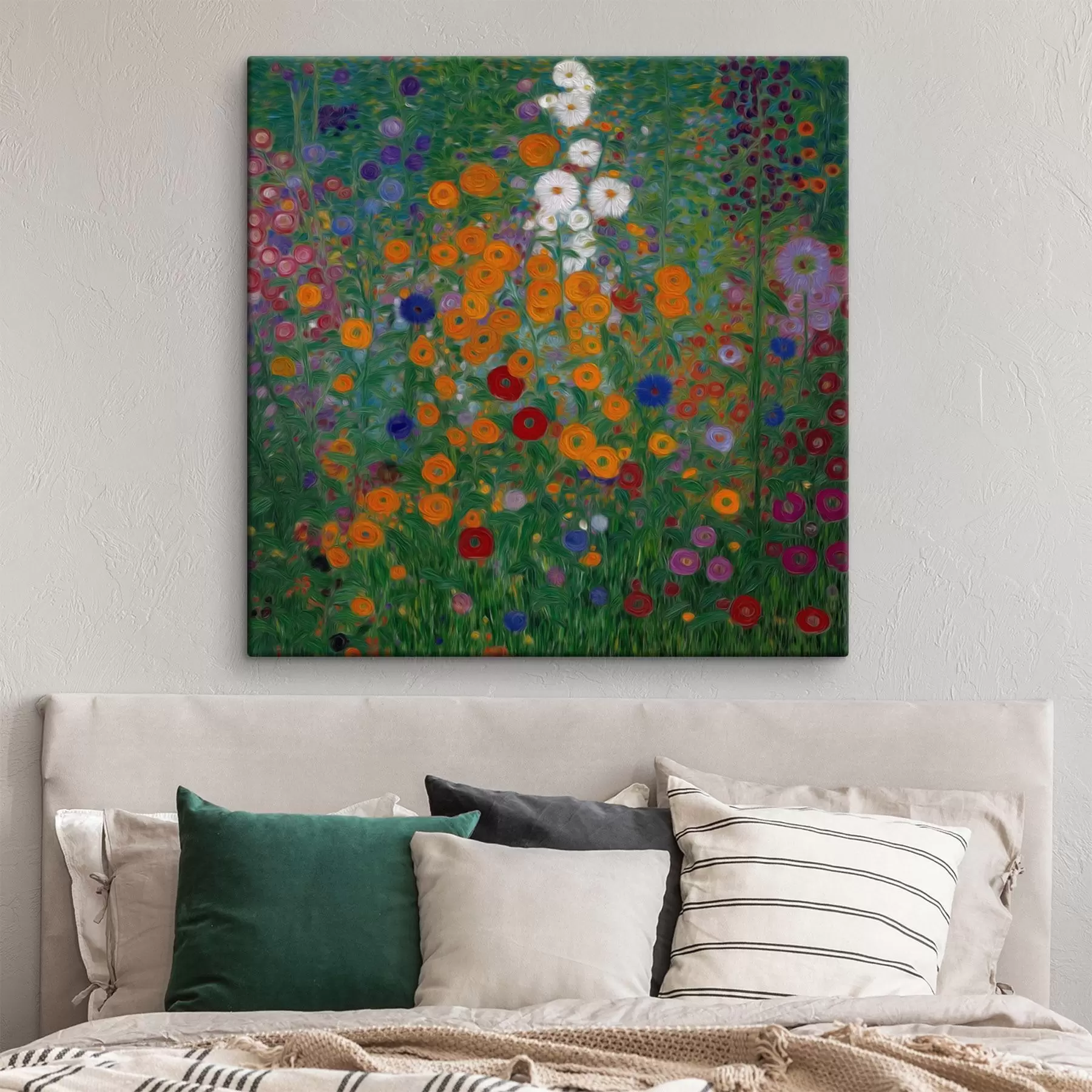 Wandbilder Farbenfrohes Blumenfeld mit weißen Akzenten s46172