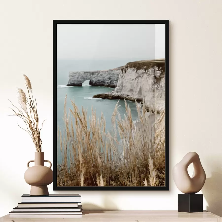 Fototapete Küstenklippen mit Schilf im Vordergrund f46141