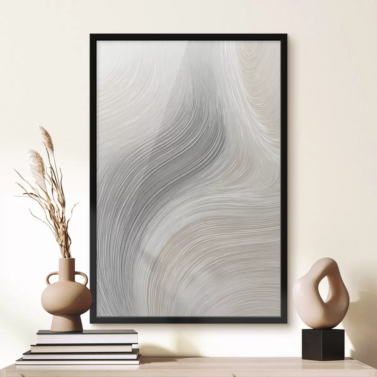 Poster Abstrakte, geschmeidige Linien in neutralen Farbtönen f46154