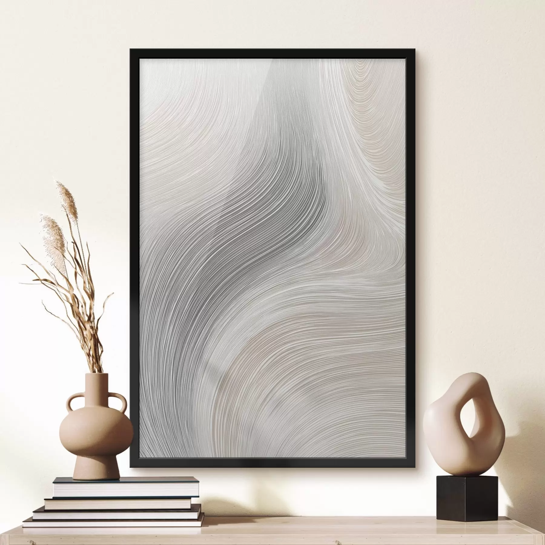 Fototapete Abstrakte, geschmeidige Linien in neutralen Farbtönen f46154