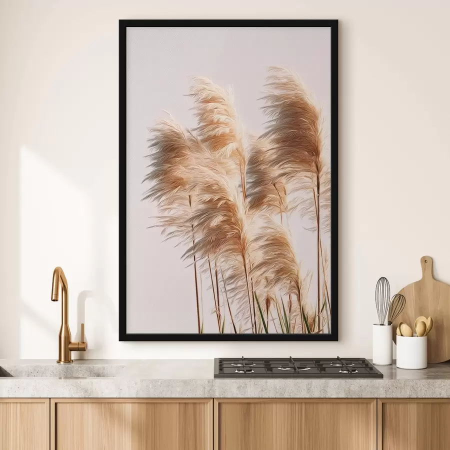 Fototapete Flauschige Ziergräser auf hellem Hintergrund f46157