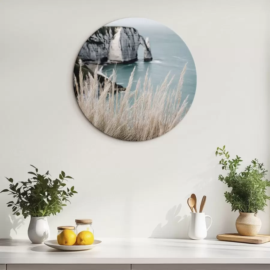 Wandbilder Meer und Felsbogen, Blick durch trockenes Gras r46142