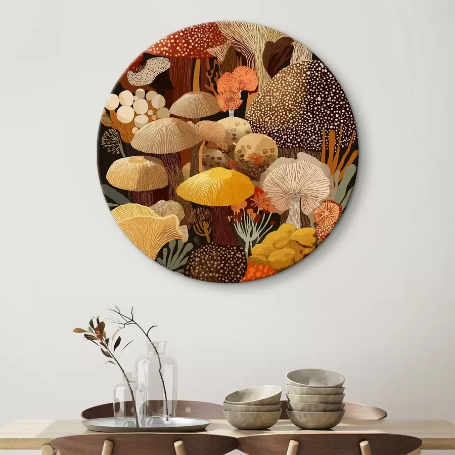 Wandbilder Komposition verschiedener Waldpilze in warmen Farbtönen r46170