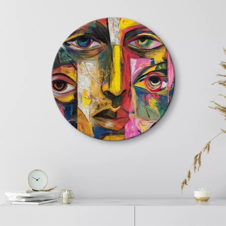 Wandbilder Abstrakte Gesichter mit leuchtenden geometrischen Formen r46175