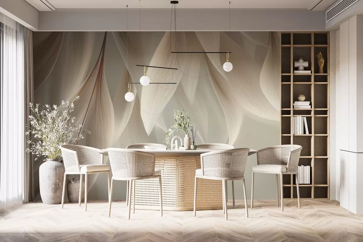 Fototapete Hängende Blätter mit stilisiertem Umriss w04706