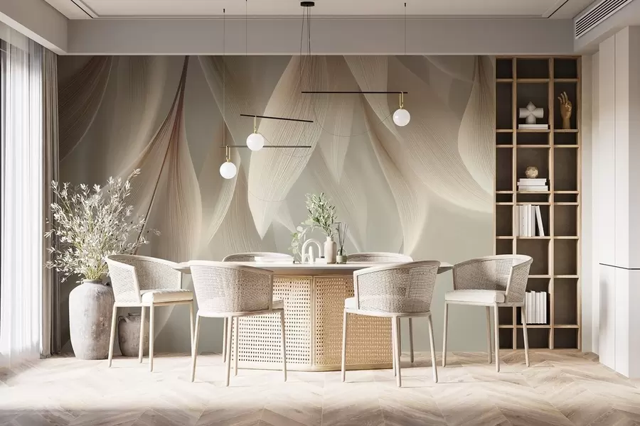 Fototapete Hängende Blätter mit stilisiertem Umriss w04706