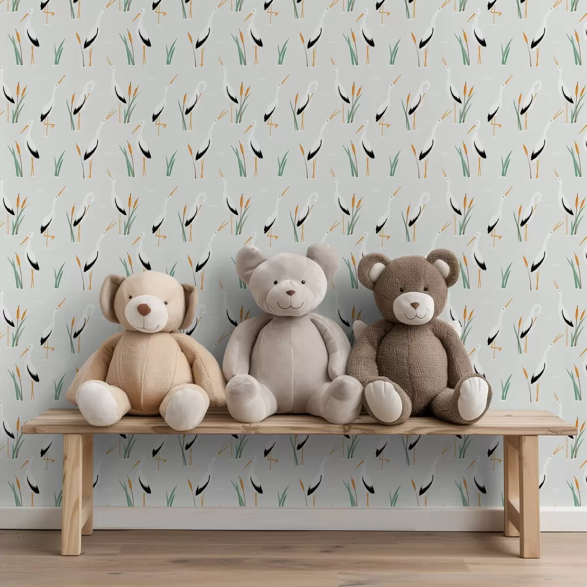 Tapete Reiher zwischen Schilf vor hellem Hintergrund a00650v2