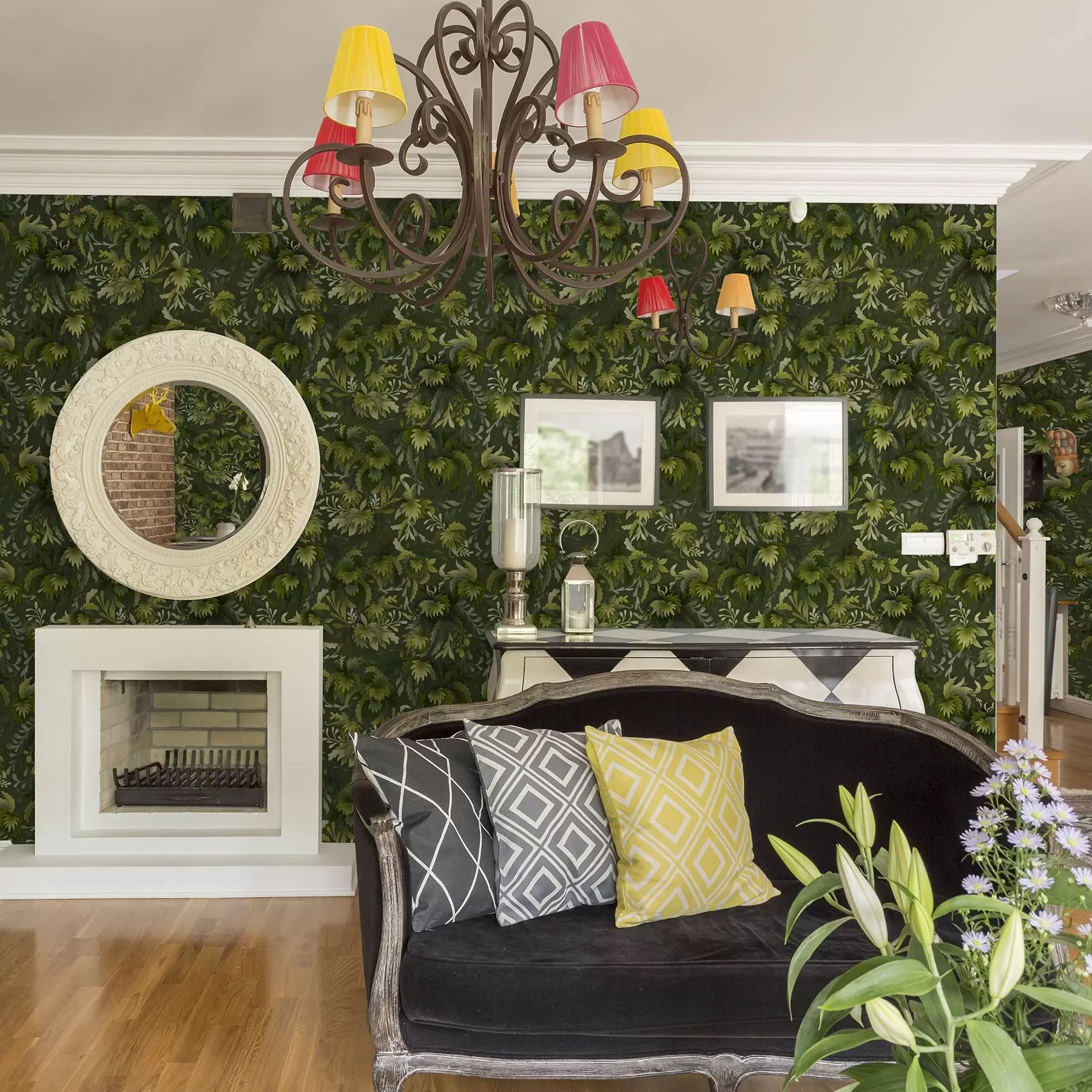 Fototapete Dichtes grünes Laub auf dunkelgrünem Hintergrund a00805