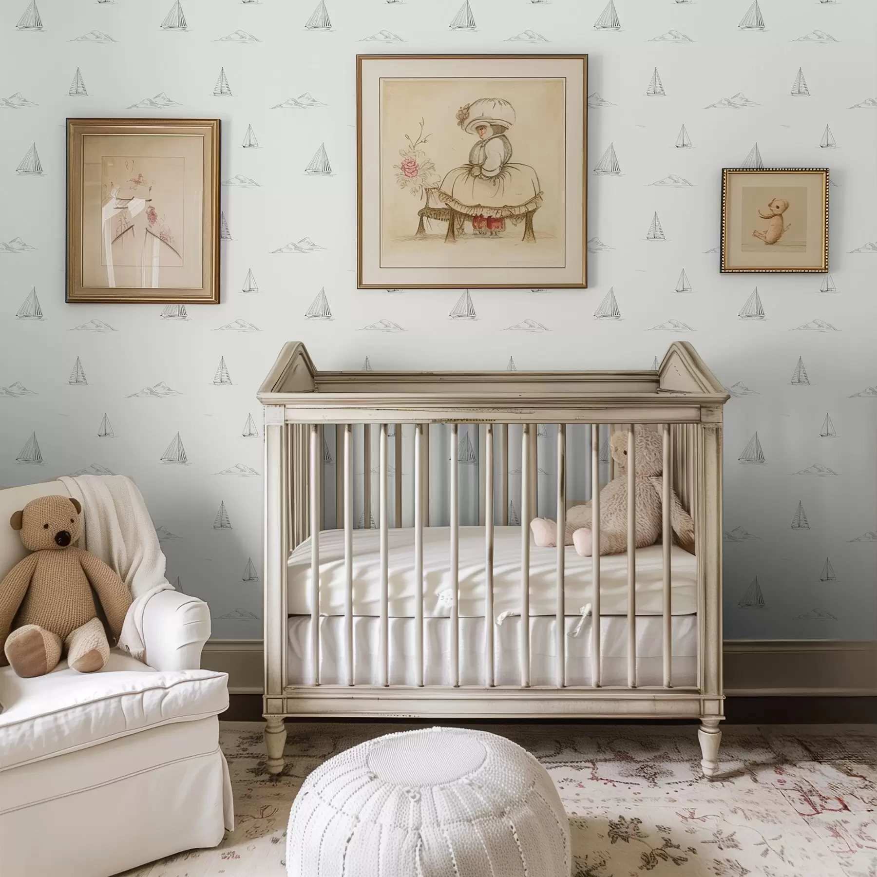 Fototapete Skizzen von Yachten und Inseln, heller Hintergrund a00654v2