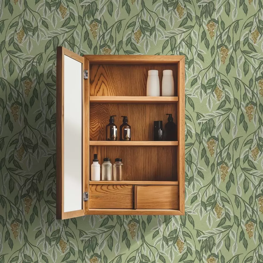 Fototapete Zweige mit Beerenbüscheln auf grünem Hintergrund a00734