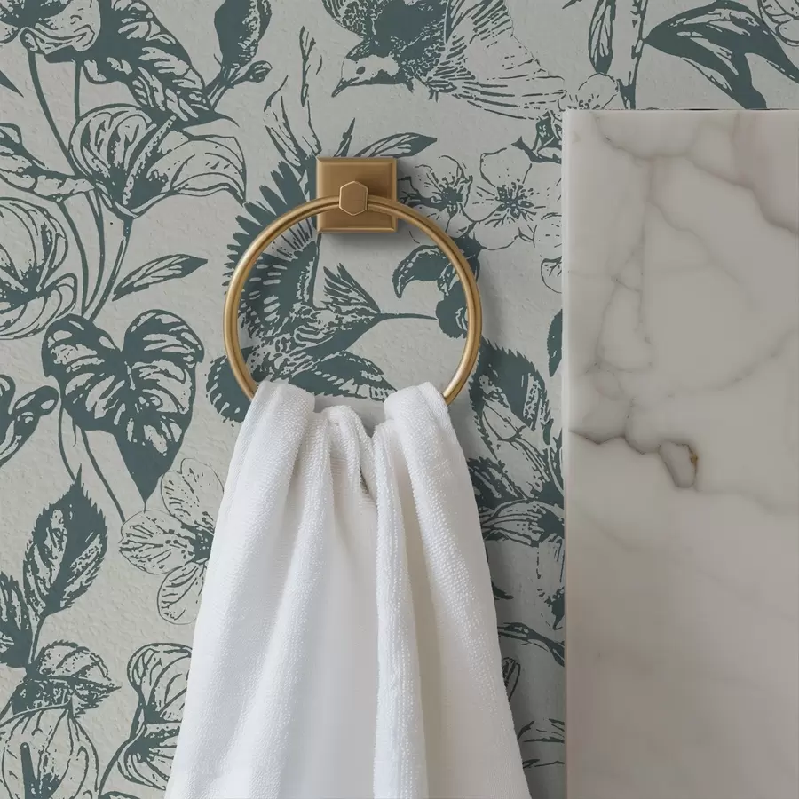 Fototapete Monochromes Blumenornament mit Vögeln a00737