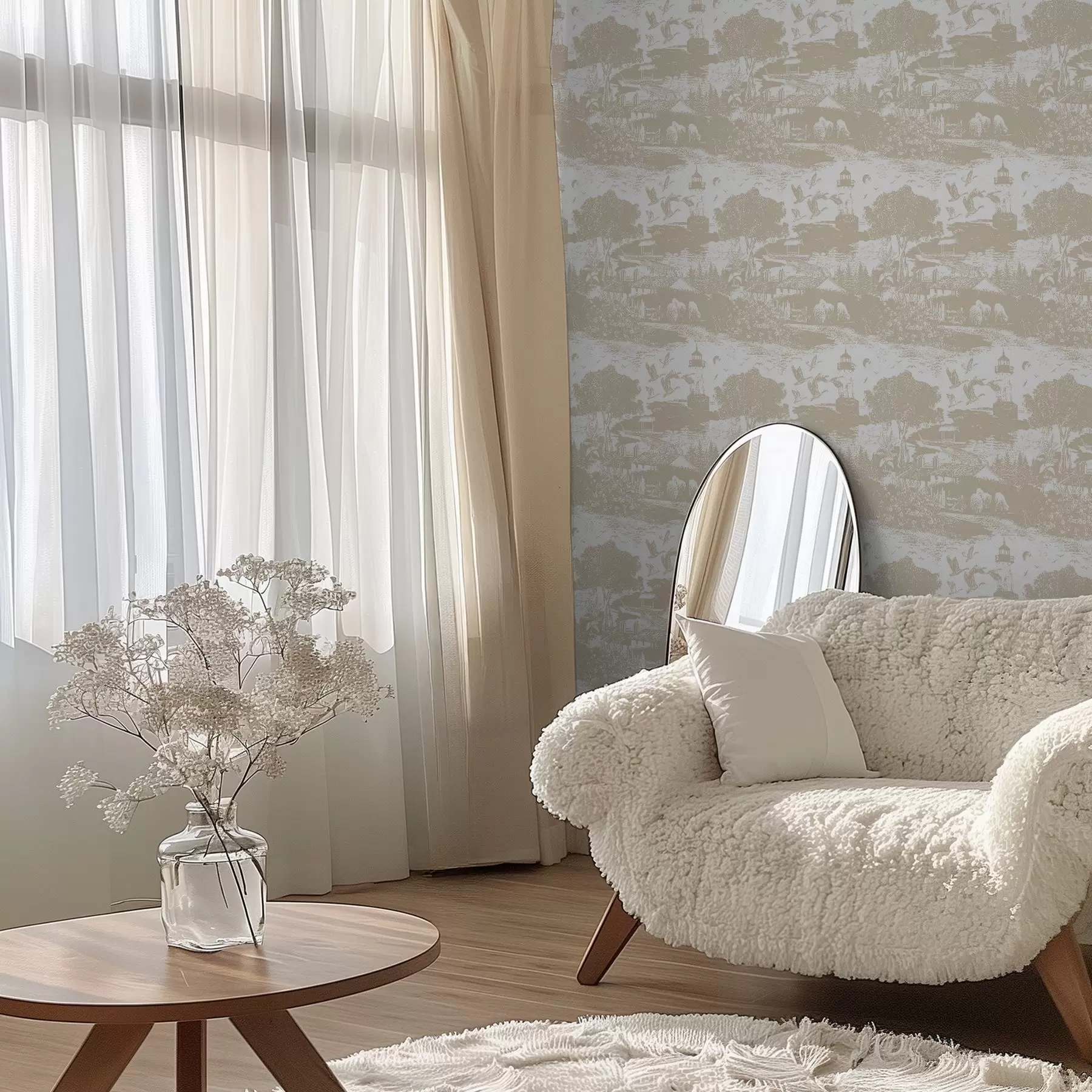 Fototapete Szene mit Leuchtturm, Bäumen und Häusern in Siena a00739