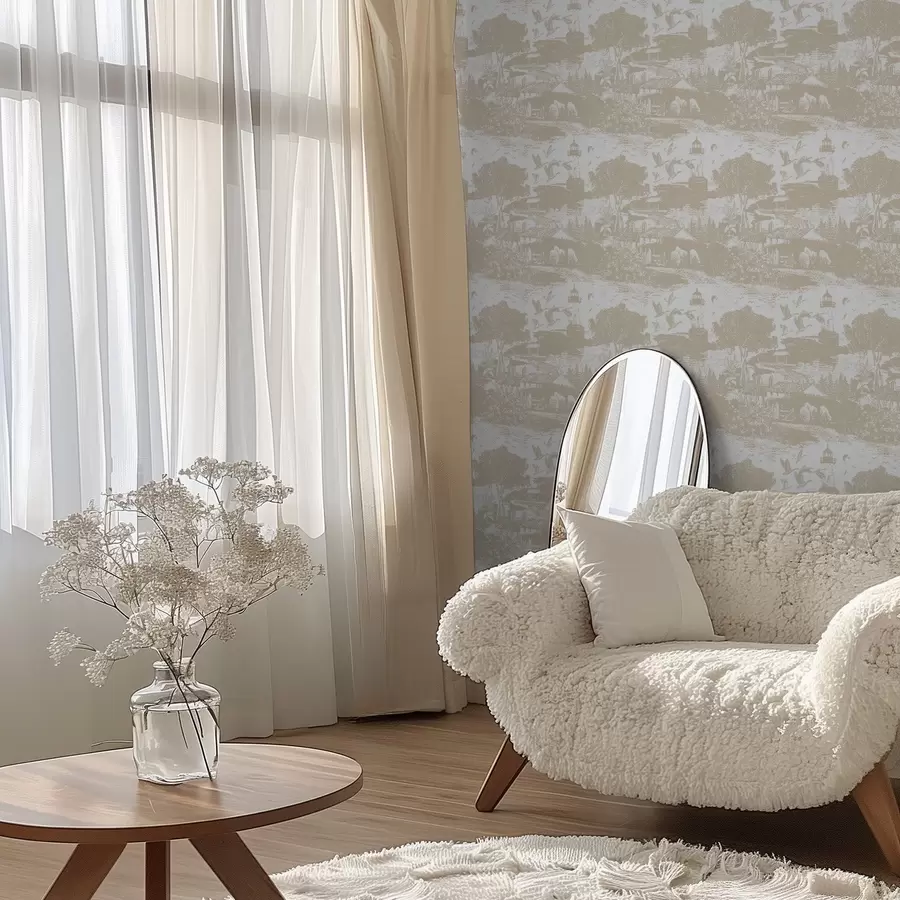 Fototapete Szene mit Leuchtturm, Bäumen und Häusern in Siena a00739