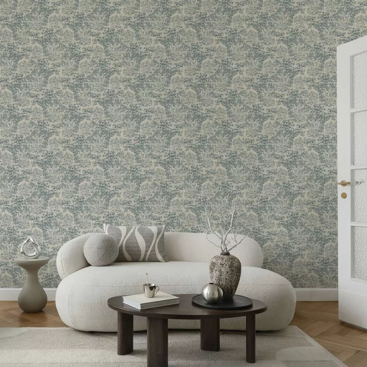 Tapete Monochrome Hirschszene im Wald a00748