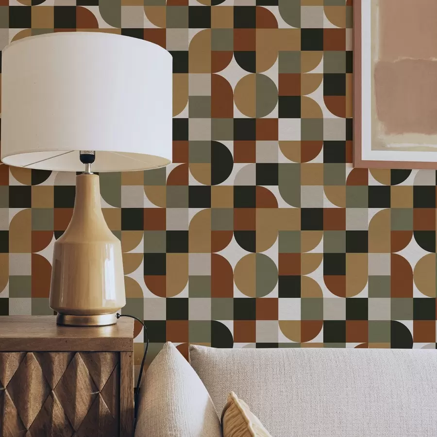 Fototapete Modulare Geometrie in warmen Erdtönen a00770