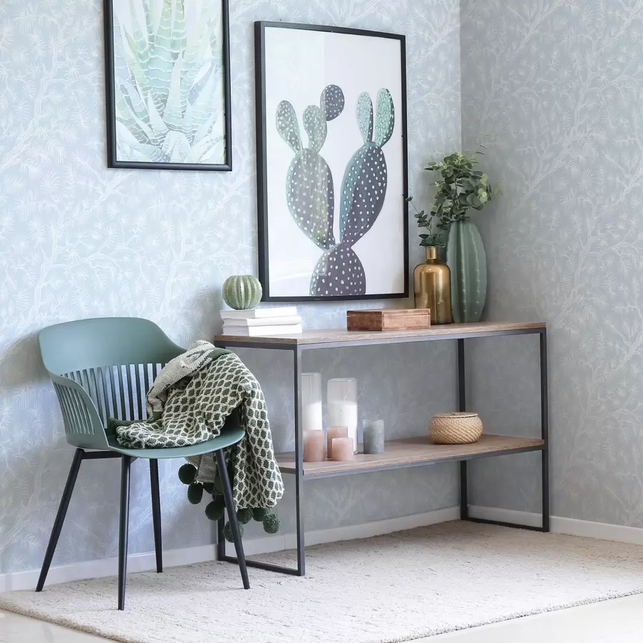 Fototapete Kieferzweige in hellen Farbtönen auf blauem Hintergrund a00838