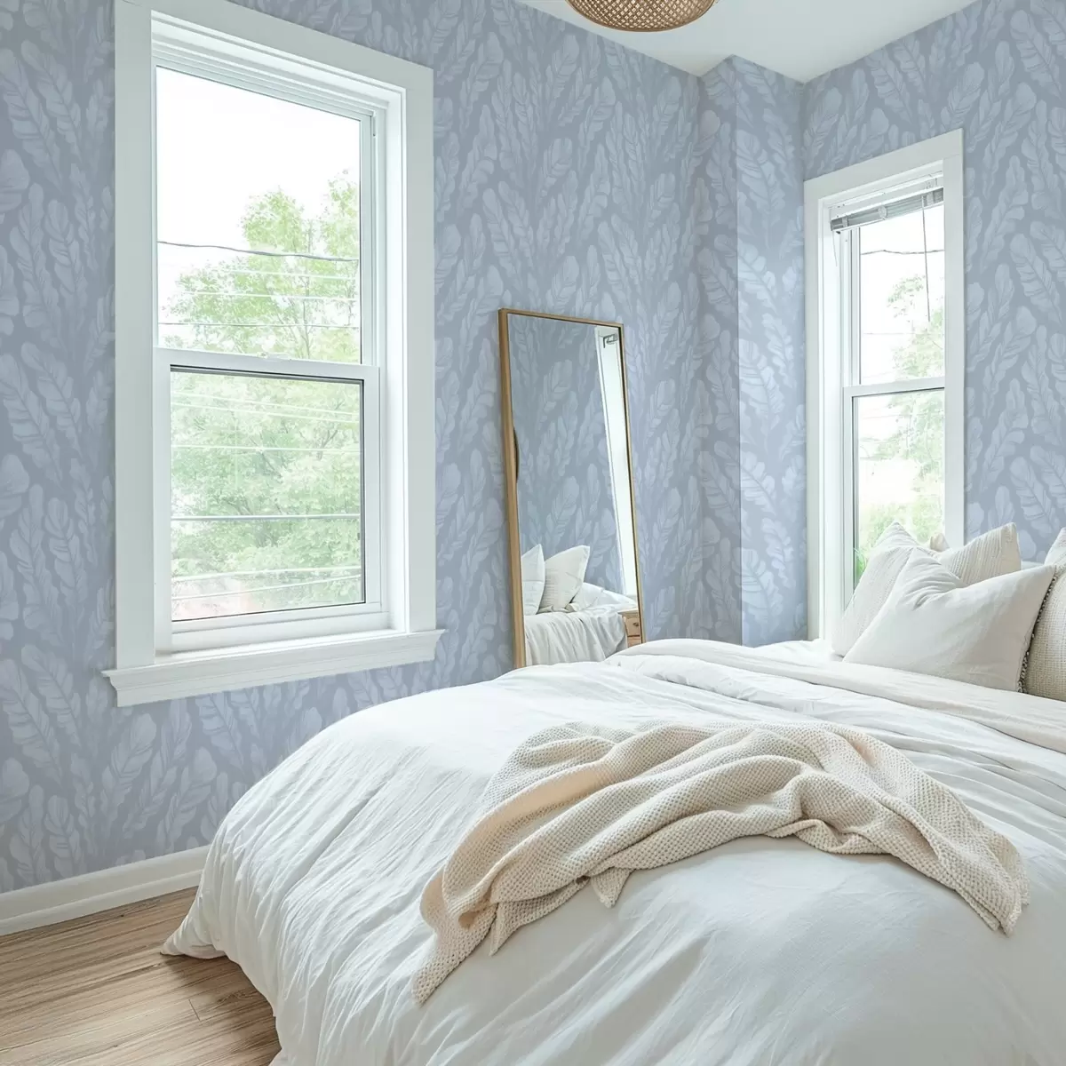 Tapete Große Federn in hellblau-grauen Farbtönen a00839v1