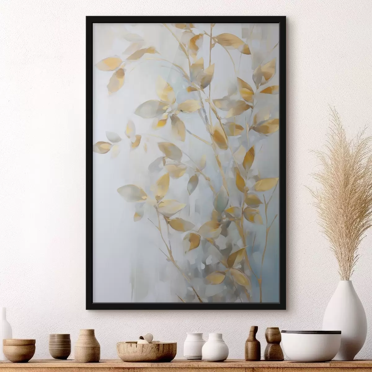 Poster Abstrakte Blätter imitieren Malerei f46348