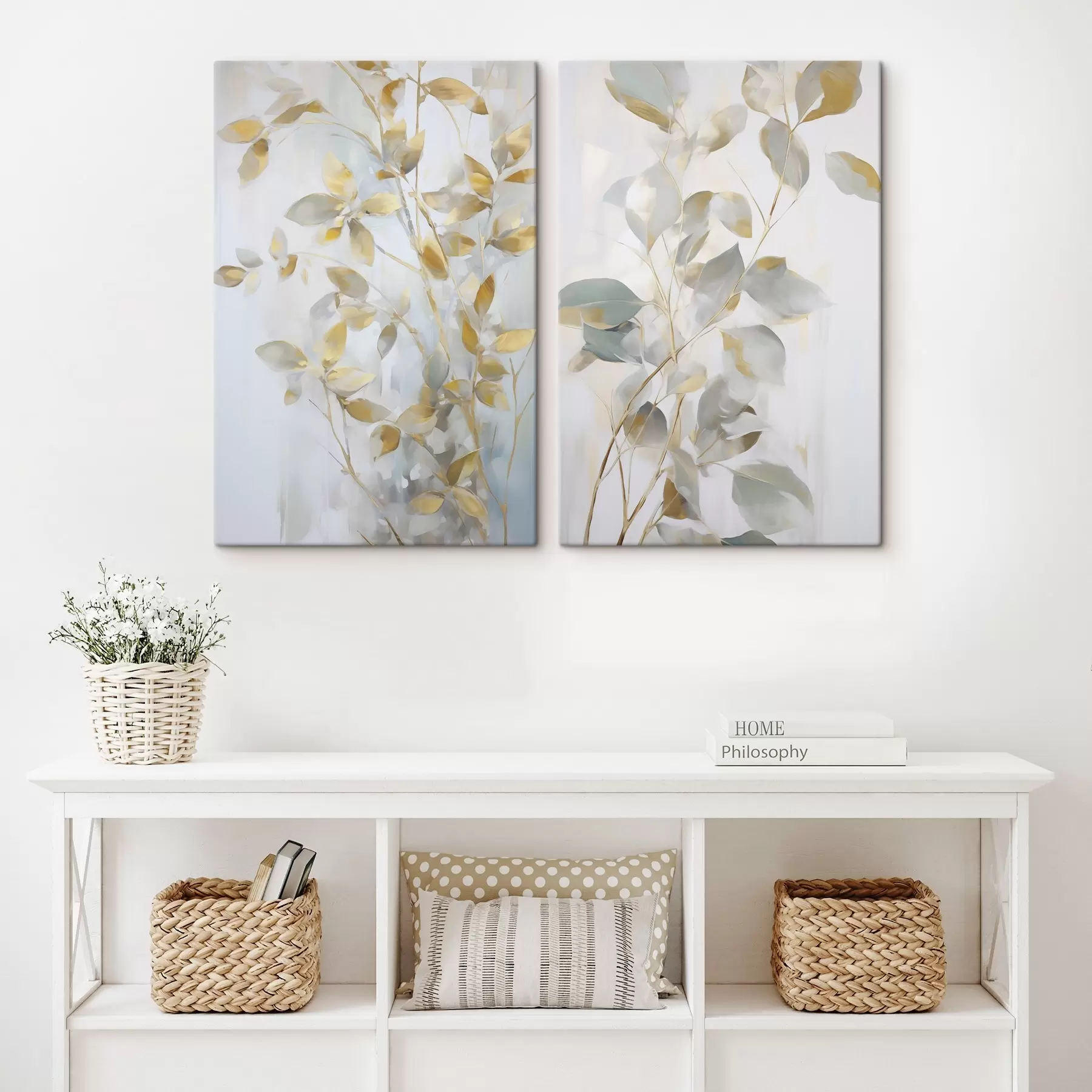 Wandbilder Abstrakte Blätter imitieren Malerei m00907