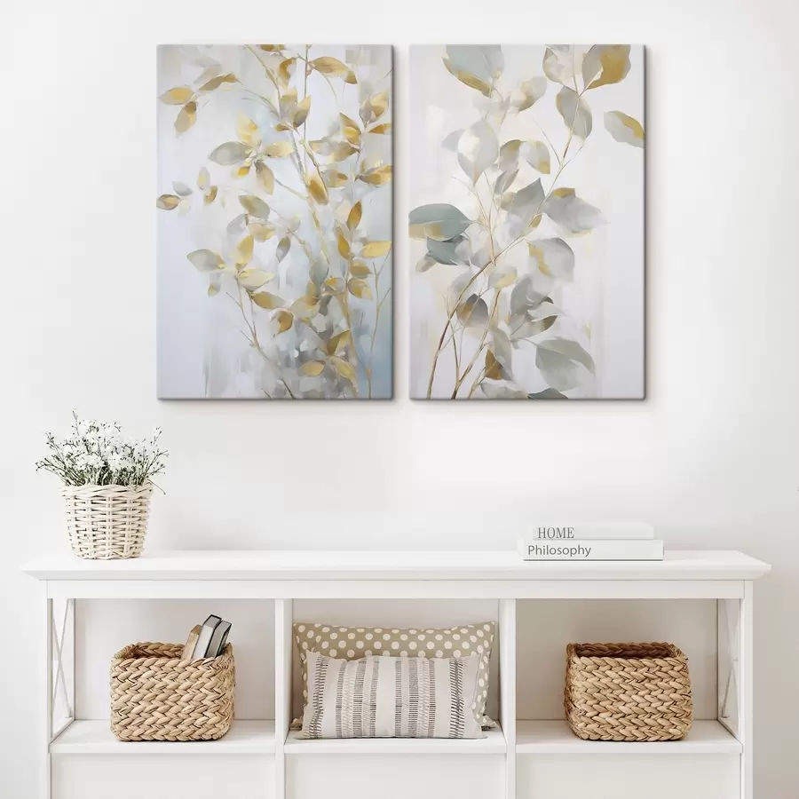 Wandbilder Abstrakte Blätter imitieren Malerei m00907