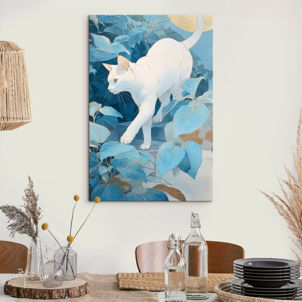 Wandbilder Katze zwischen Blättern s46362