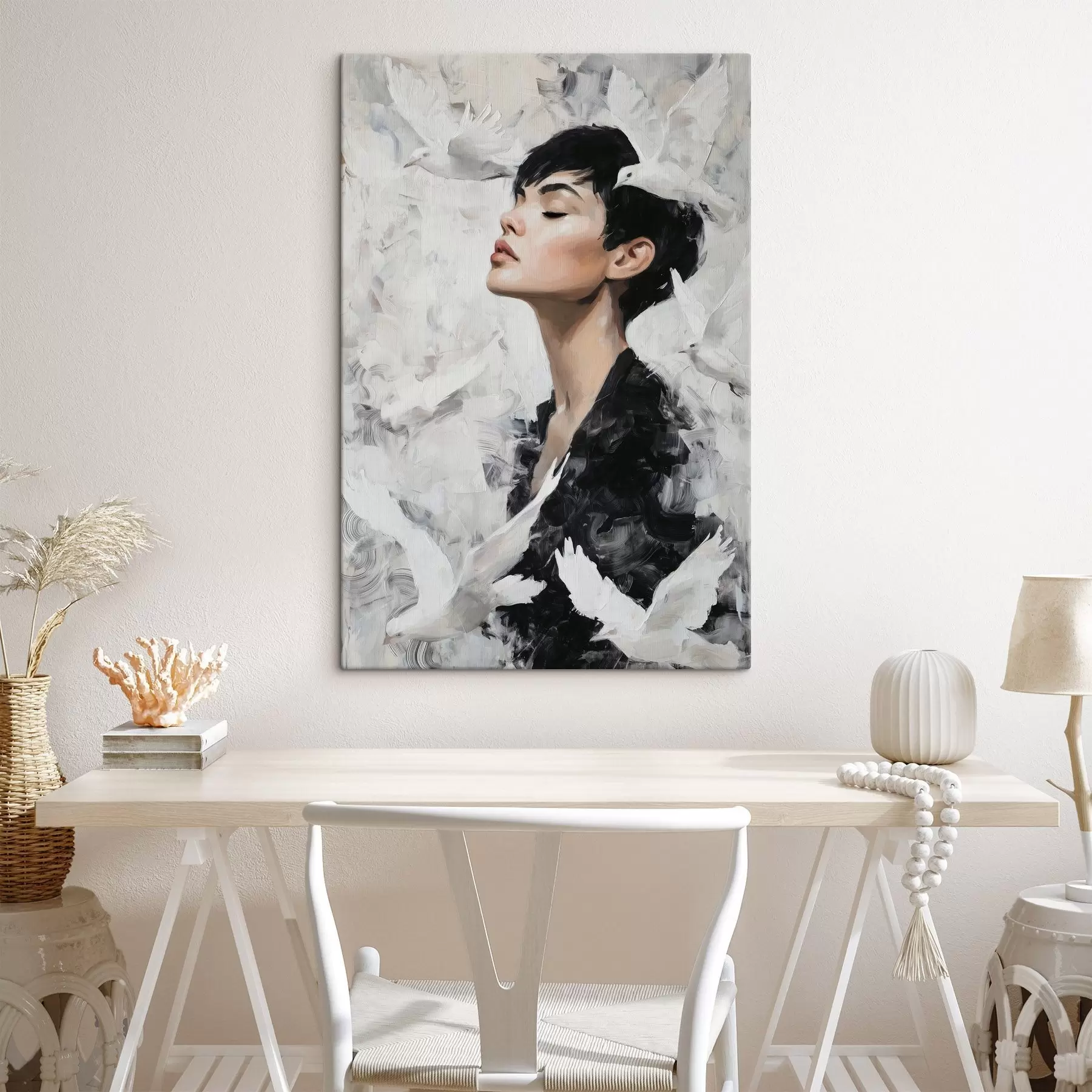 Wandbilder Mädchen und Vögel s46365