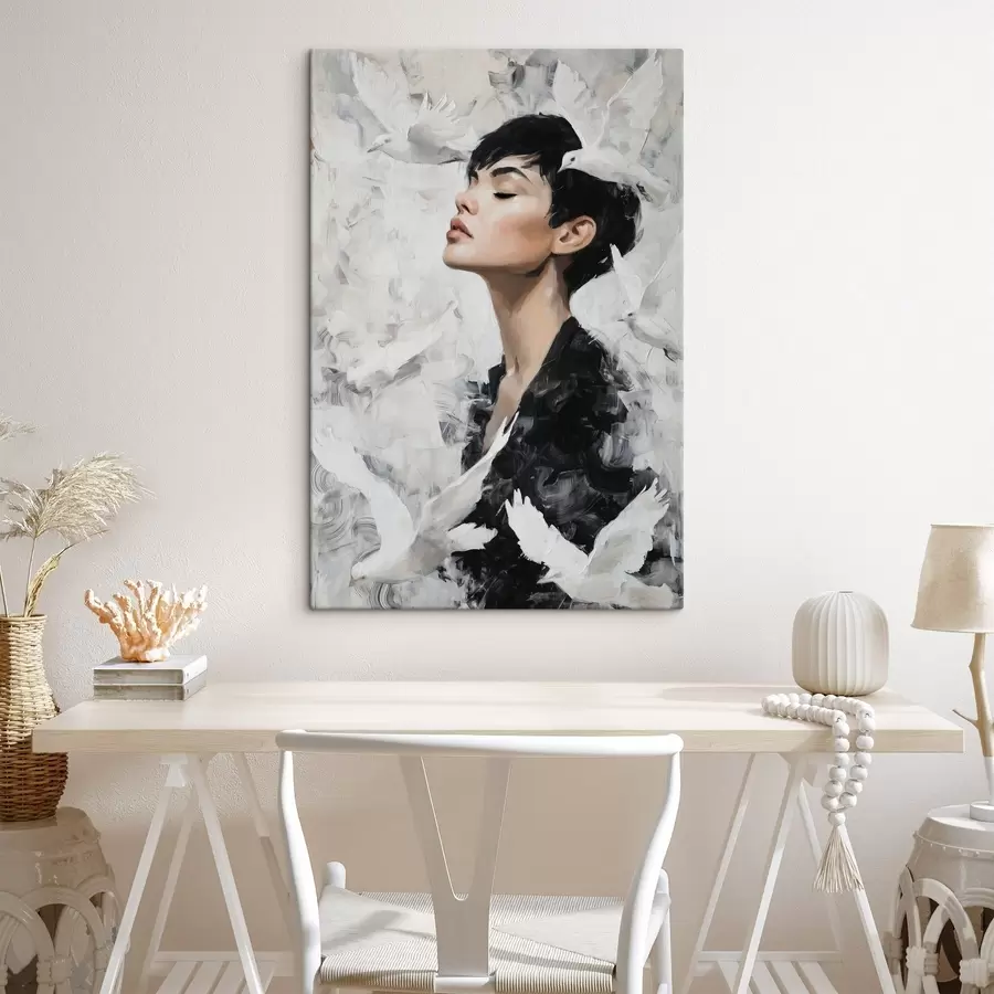 Wandbilder Mädchen und Vögel s46365