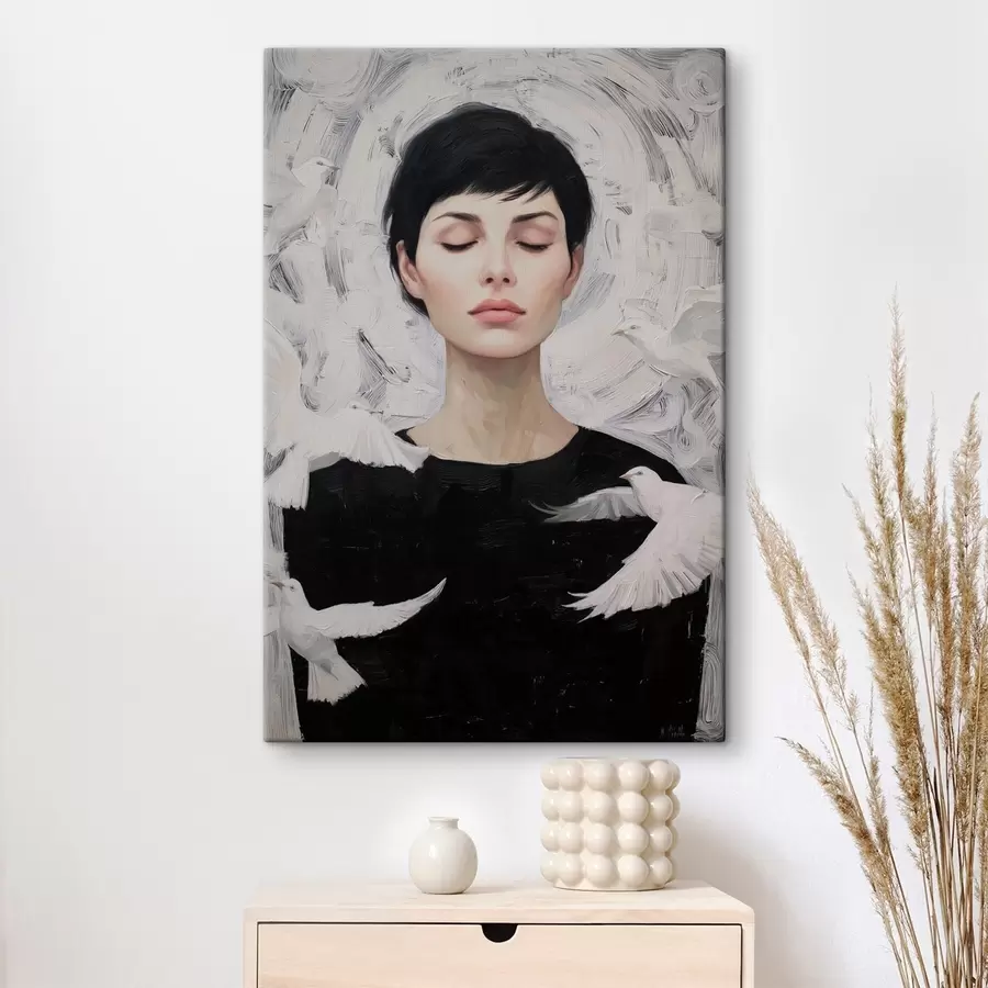 Wandbilder Mädchen mit Vögeln s46368