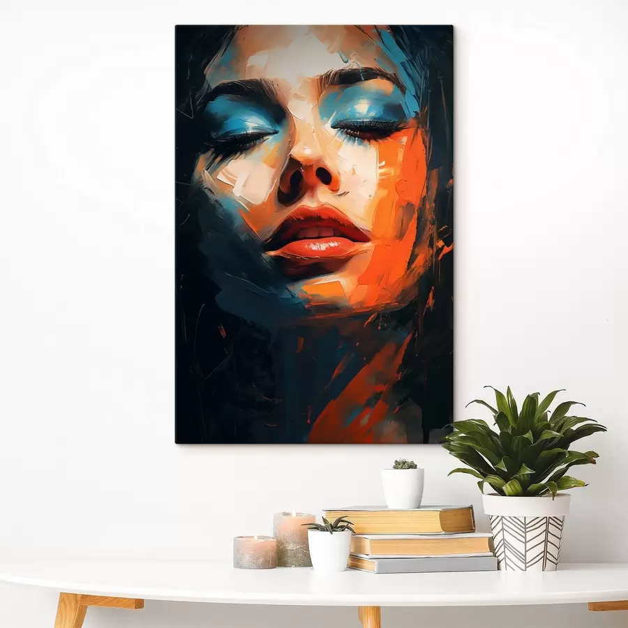 Wandbilder Mädchen mit Farbe im Gesicht s46377