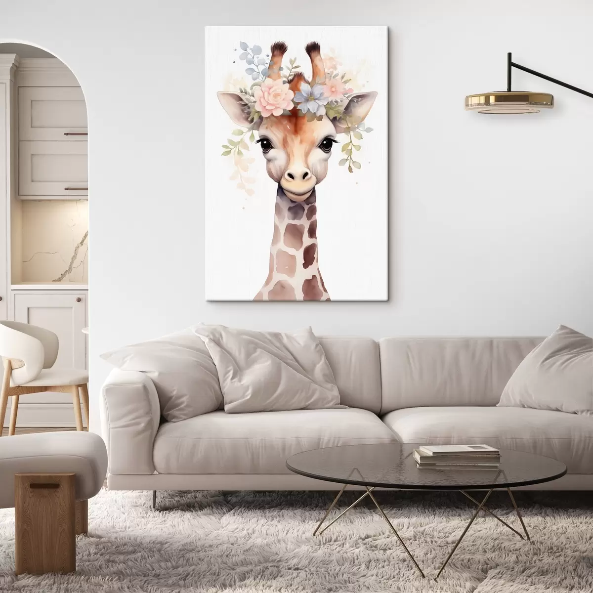 Wandbilder Giraffe mit Blumen s46382