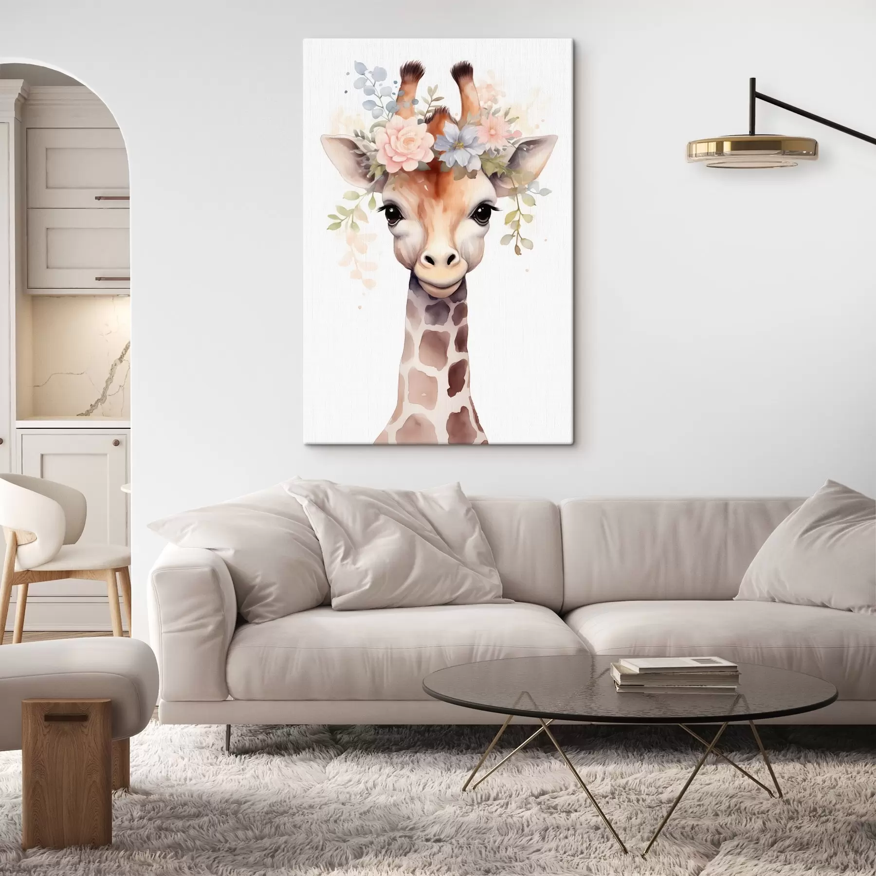 Wandbilder Giraffe mit Blumen s46382