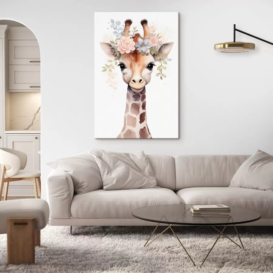 Wandbilder Giraffe mit Blumen s46382