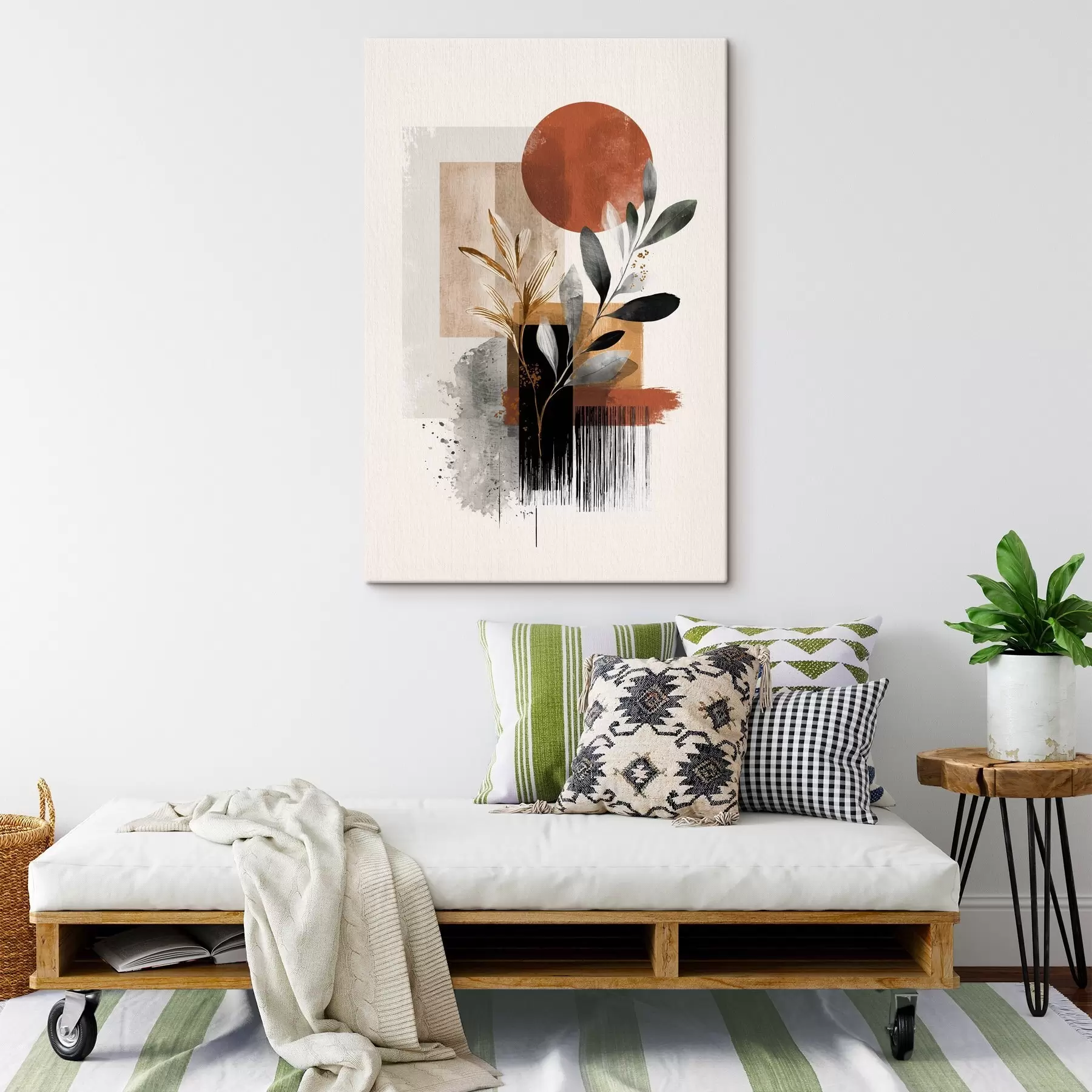 Wandbilder Geometrie und Blätter Abstraktion s46388