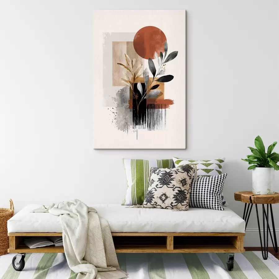 Wandbilder Geometrie und Blätter Abstraktion s46388