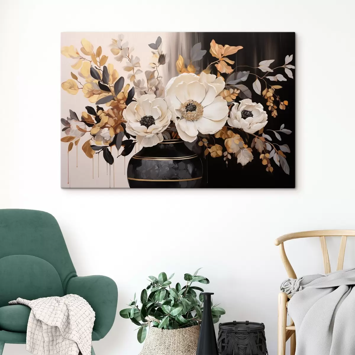 Wandbilder Blumenstrauß in Vase s46403