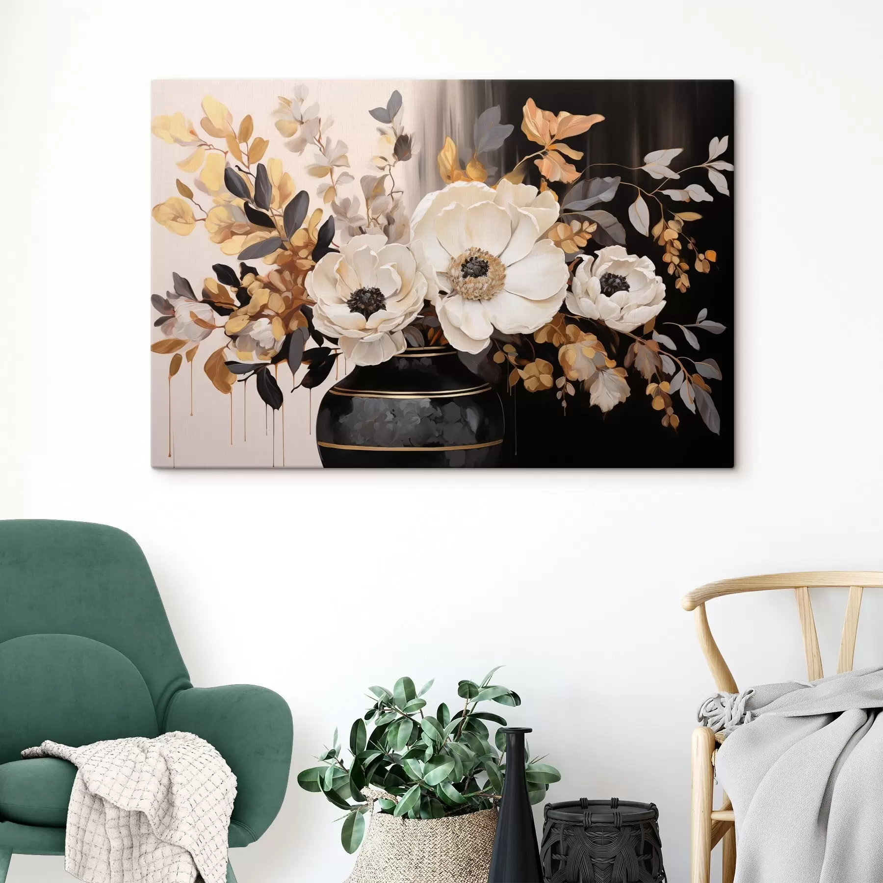 Wandbilder Blumenstrauß in Vase s46403