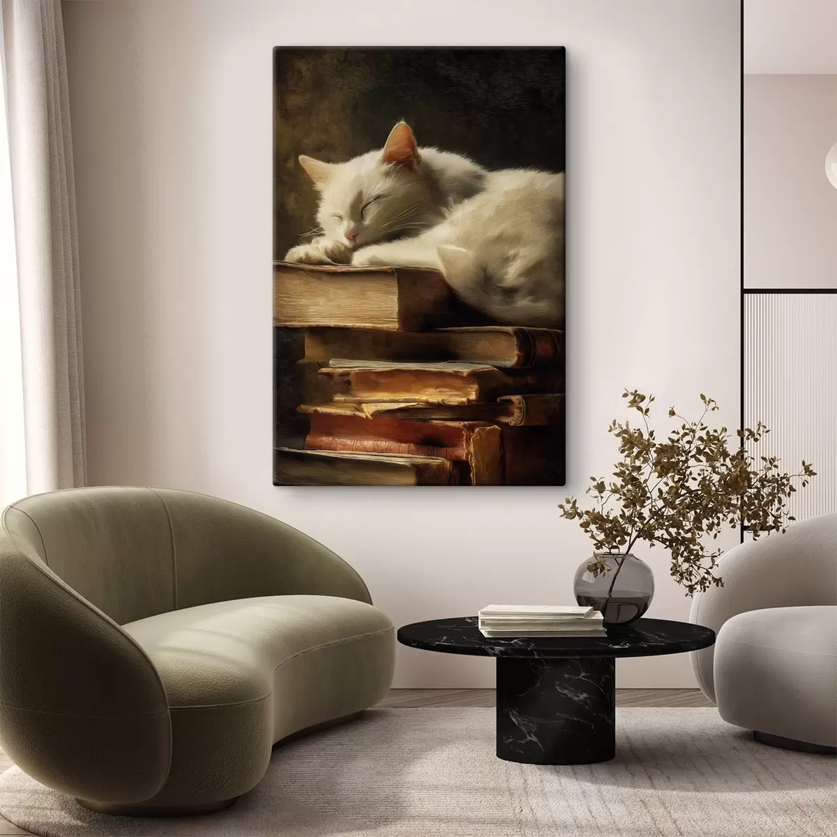 Wandbilder Katze auf Büchern s46428