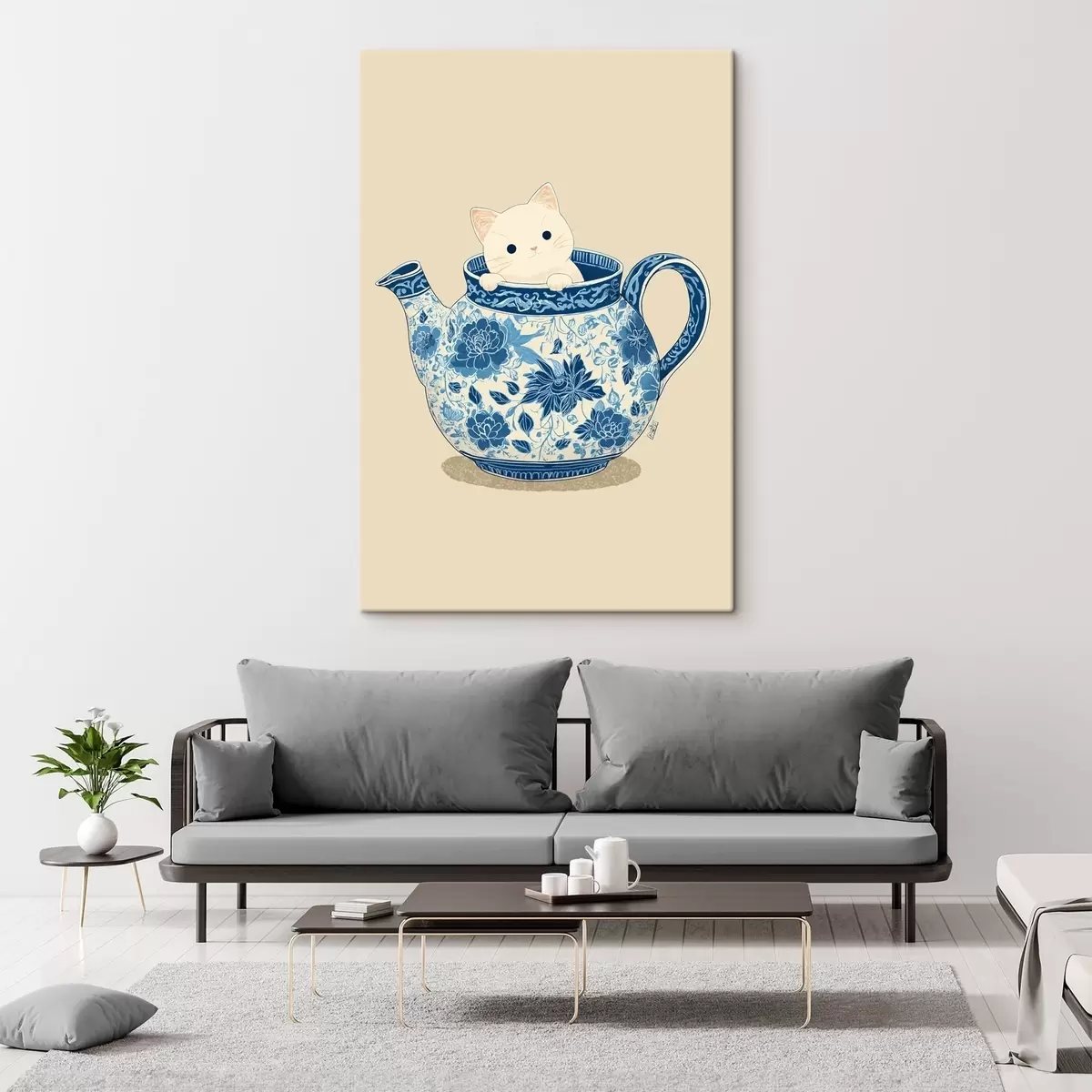 Wandbilder Katze in der Teekanne s46431