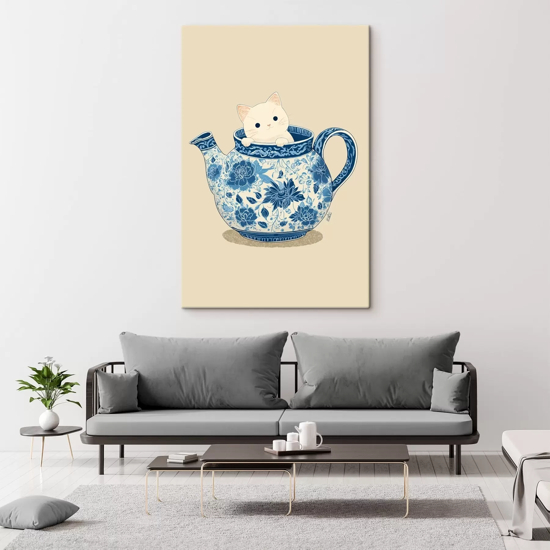 Wandbilder Katze in der Teekanne s46431