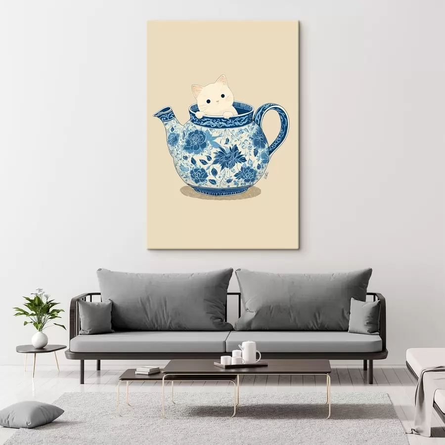 Wandbilder Katze in der Teekanne s46431