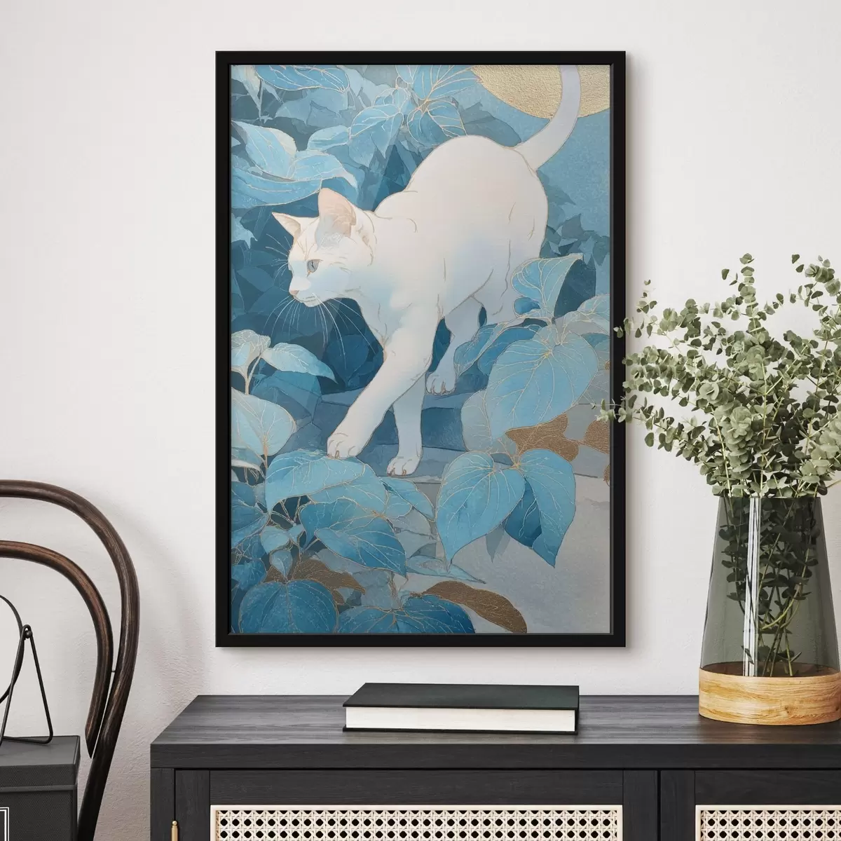 Poster Katze zwischen Blättern f46362