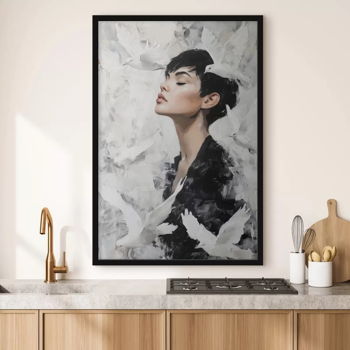 Poster Mädchen und Vögel f46365