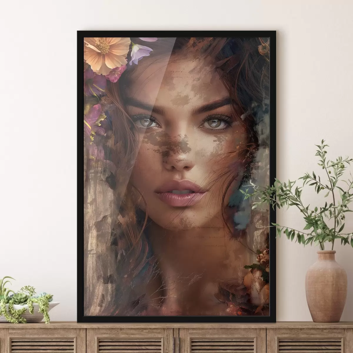Poster Mädchen mit Farbe im Gesicht f46379